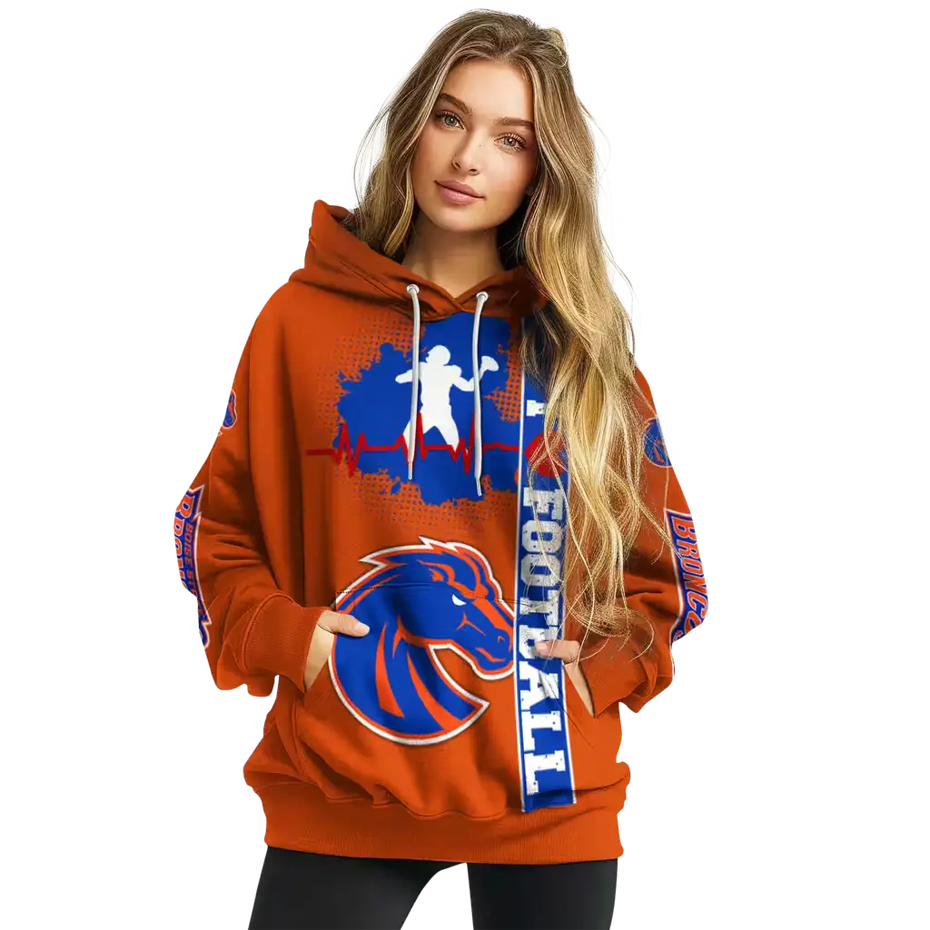 boise state broncos football heartbeat orange hoodie high quality boise state broncos football heartbeat orange hoodie high quality