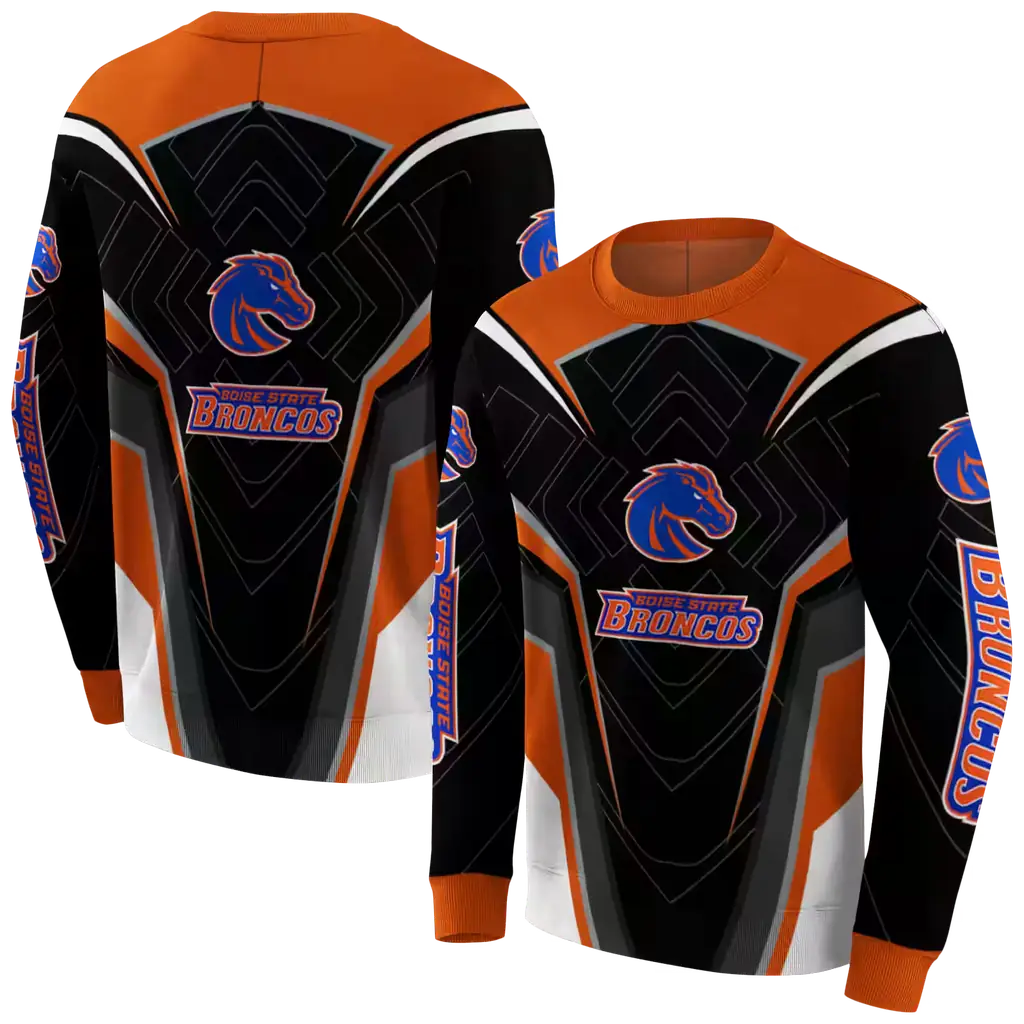 boise state broncos futuristic pattern orange black hoodie premium grade boise state broncos futuristic pattern orange black hoodie premium grade