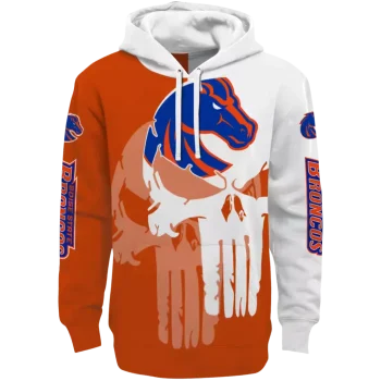 boise state broncos graphic punisher orange white hoodie best selling