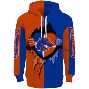 boise state broncos heartbeat graphic orange hoodie best selling