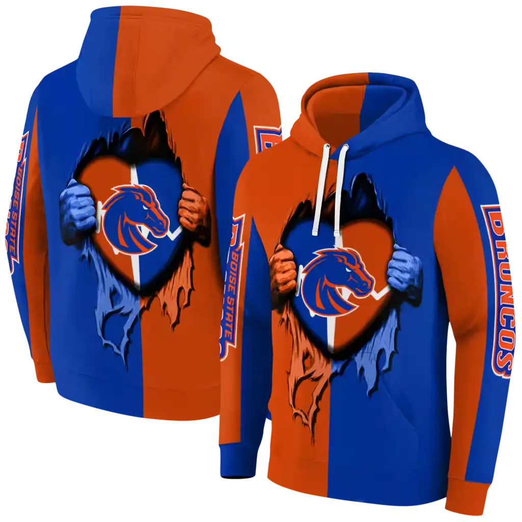 boise state broncos heartbeat graphic orange hoodie fashion forward boise state broncos heartbeat graphic orange hoodie fashion forward