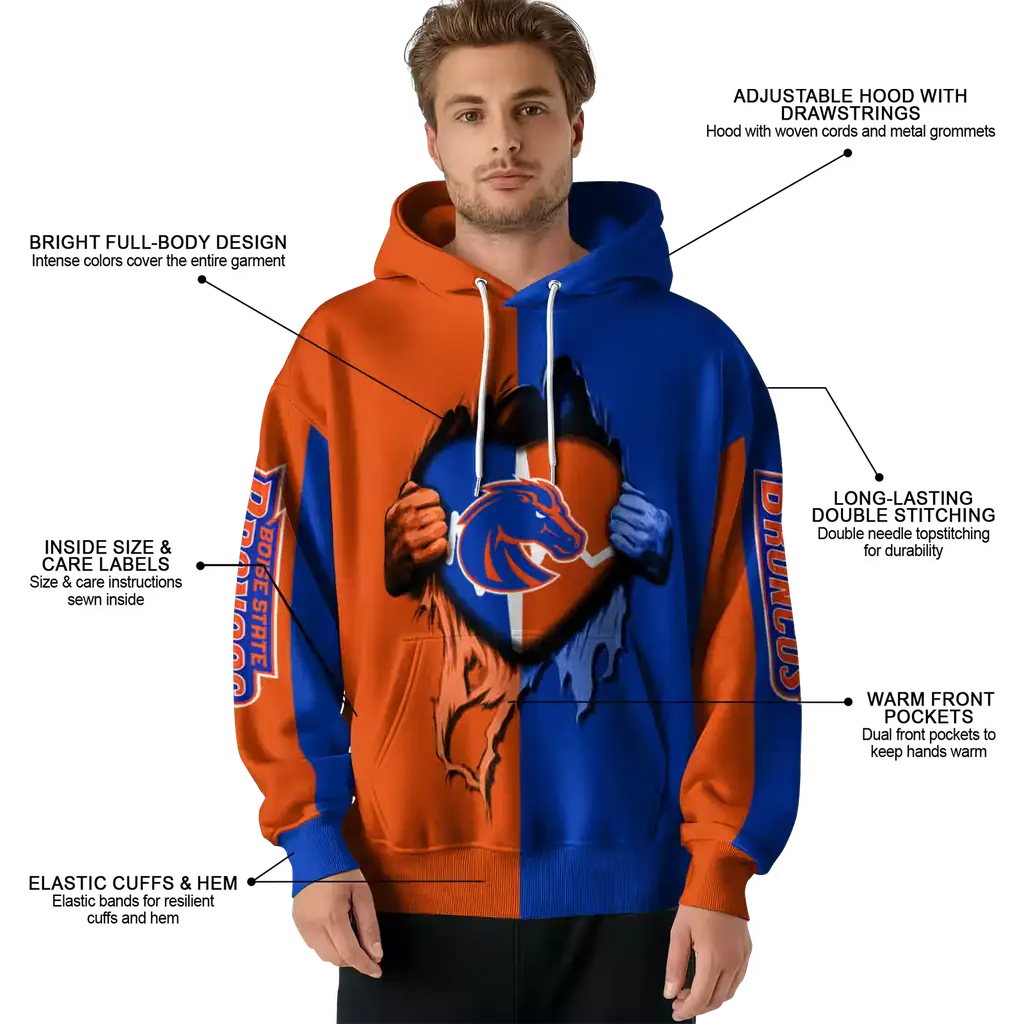 boise state broncos heartbeat graphic orange hoodie latest model boise state broncos heartbeat graphic orange hoodie latest model