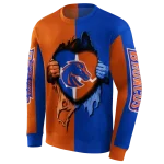 boise state broncos heartbeat graphic orange hoodie best selling