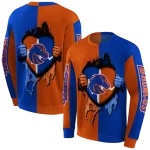 boise state broncos heartbeat graphic orange hoodie best selling