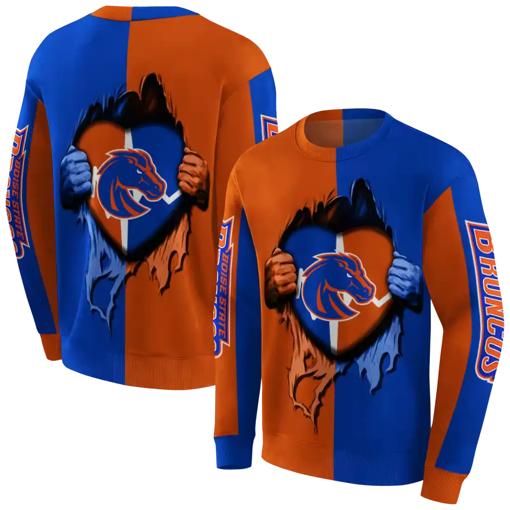 boise state broncos heartbeat graphic orange hoodie premium grade boise state broncos heartbeat graphic orange hoodie premium grade