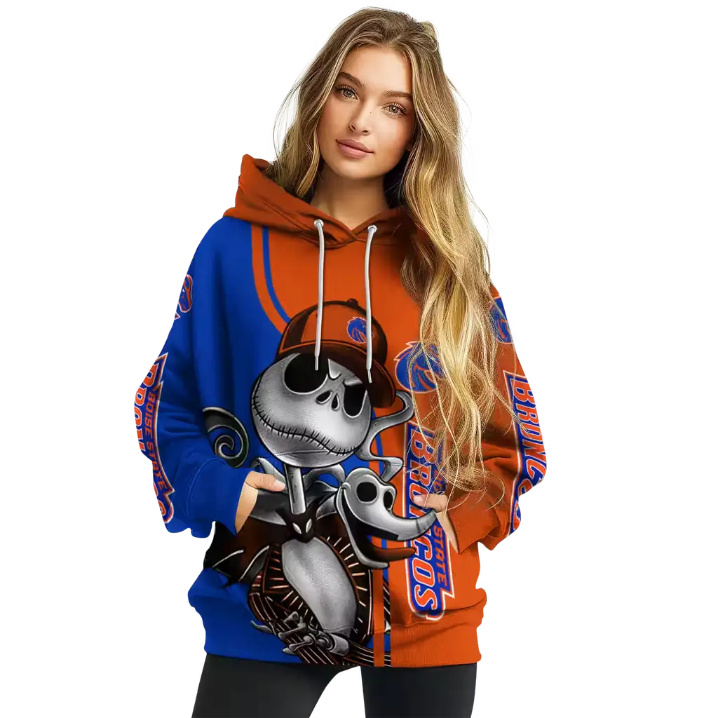boise state broncos jack skellington orange hoodie high quality boise state broncos jack skellington orange hoodie high quality