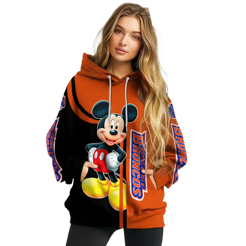 boise state broncos mickey mouse orange black hoodie high quality boise state broncos mickey mouse orange black hoodie high quality