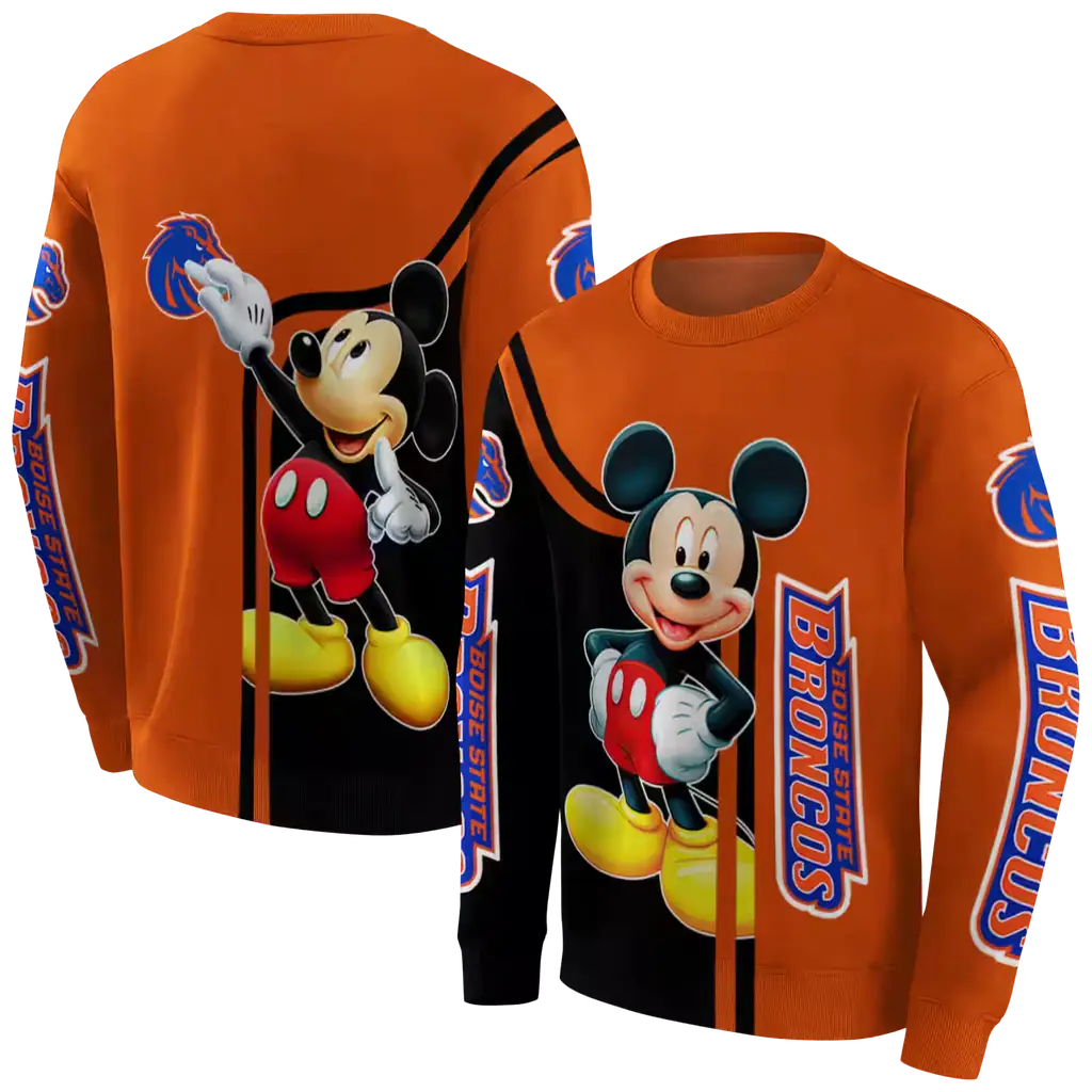 boise state broncos mickey mouse orange black hoodie premium grade boise state broncos mickey mouse orange black hoodie premium grade