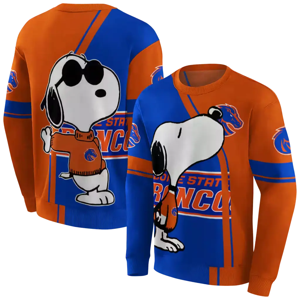 boise state broncos playful snoopy orange hoodie premium grade boise state broncos playful snoopy orange hoodie premium grade