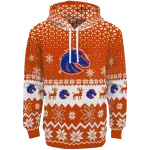 boise state broncos reindeer motif orange hoodie best selling