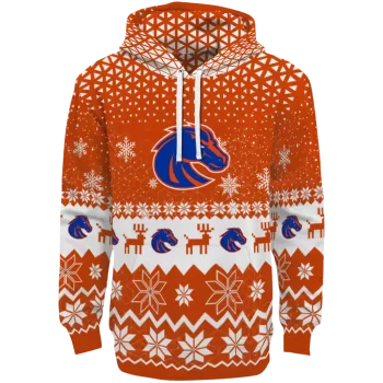 boise state broncos reindeer motif orange hoodie best selling