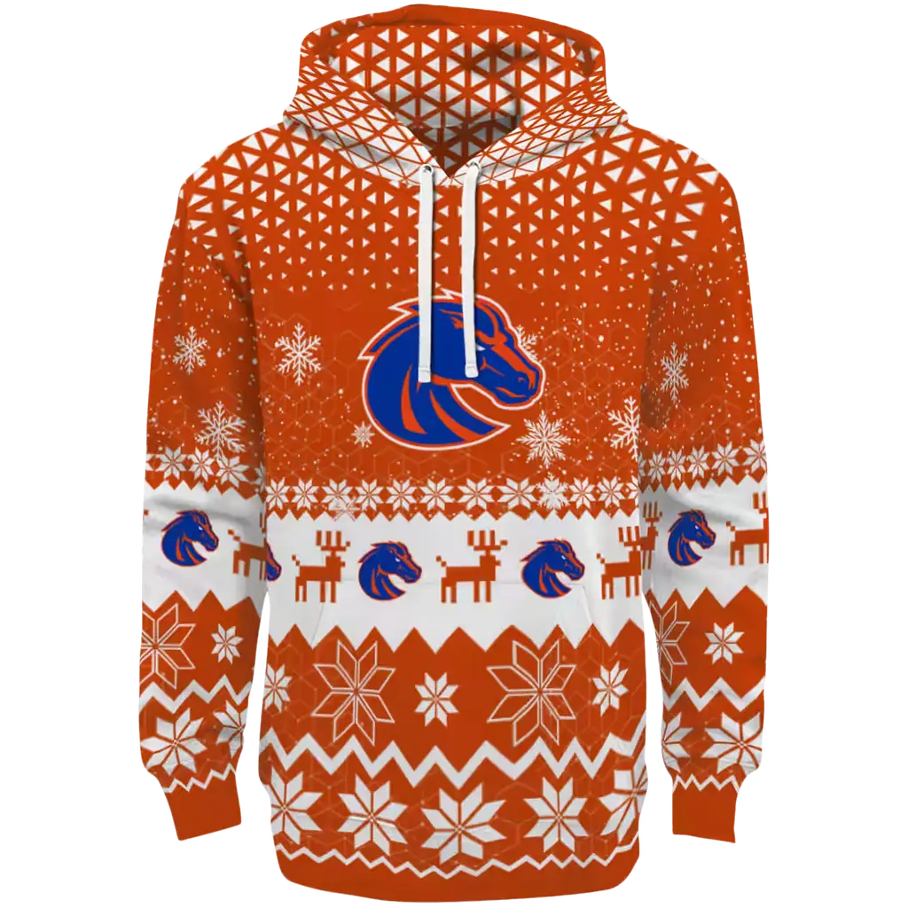 boise state broncos reindeer motif orange hoodie best selling boise state broncos reindeer motif orange hoodie best selling