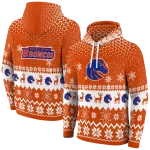 boise state broncos reindeer motif orange hoodie best selling
