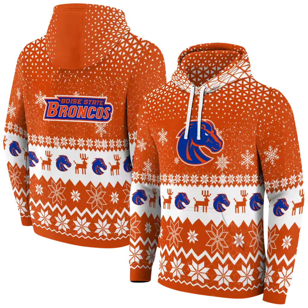 boise state broncos reindeer motif orange hoodie fashion forward boise state broncos reindeer motif orange hoodie fashion forward