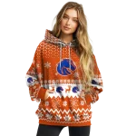 boise state broncos reindeer motif orange hoodie best selling