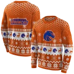 boise state broncos reindeer motif orange hoodie best selling