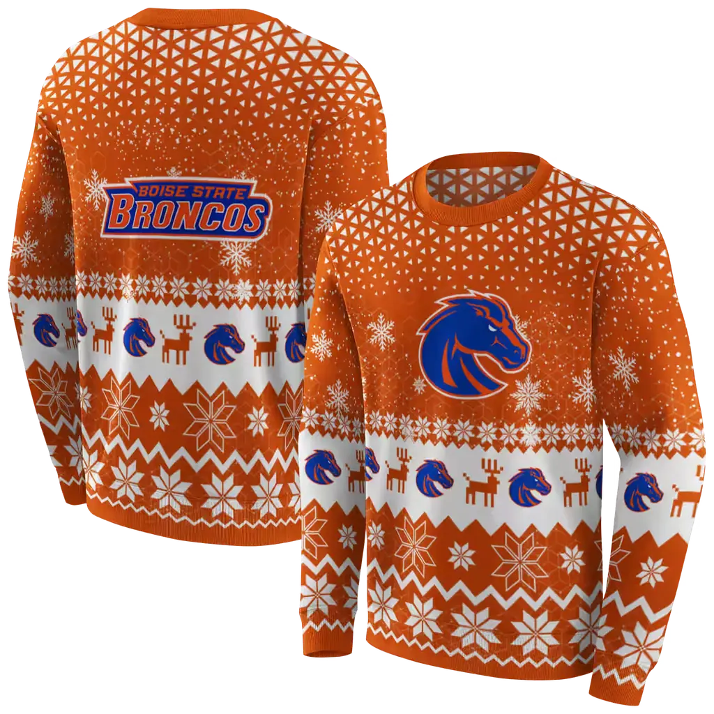 boise state broncos reindeer motif orange hoodie premium grade boise state broncos reindeer motif orange hoodie premium grade