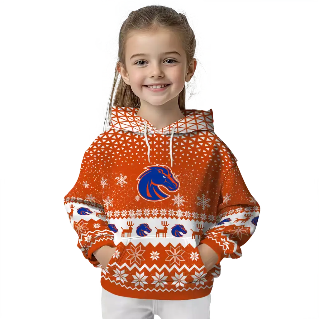 boise state broncos reindeer motif orange hoodie top rated boise state broncos reindeer motif orange hoodie top rated
