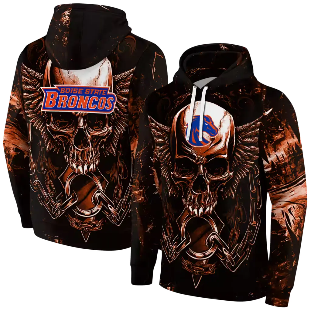 boise state broncos skull artwork orange black hoodie fashion forward boise state broncos skull artwork orange black hoodie fashion forward