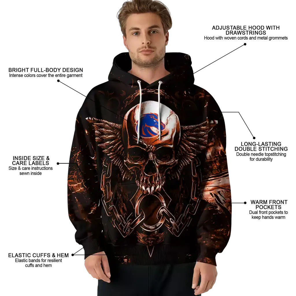 boise state broncos skull artwork orange black hoodie latest model boise state broncos skull artwork orange black hoodie latest model