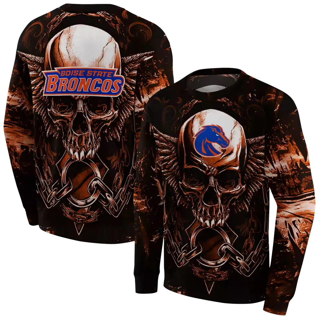 boise state broncos skull artwork orange black hoodie premium grade boise state broncos skull artwork orange black hoodie premium grade