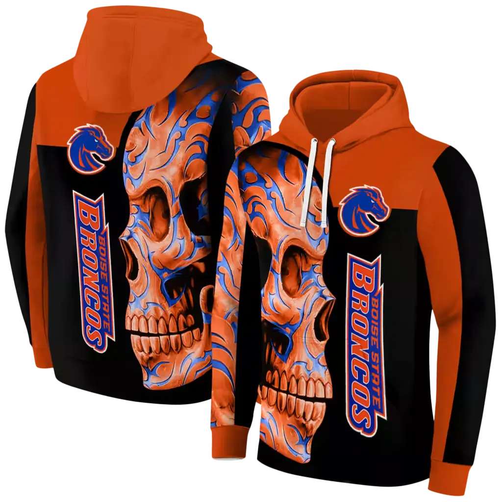 boise state broncos skull motif orange black hoodie fashion forward boise state broncos skull motif orange black hoodie fashion forward