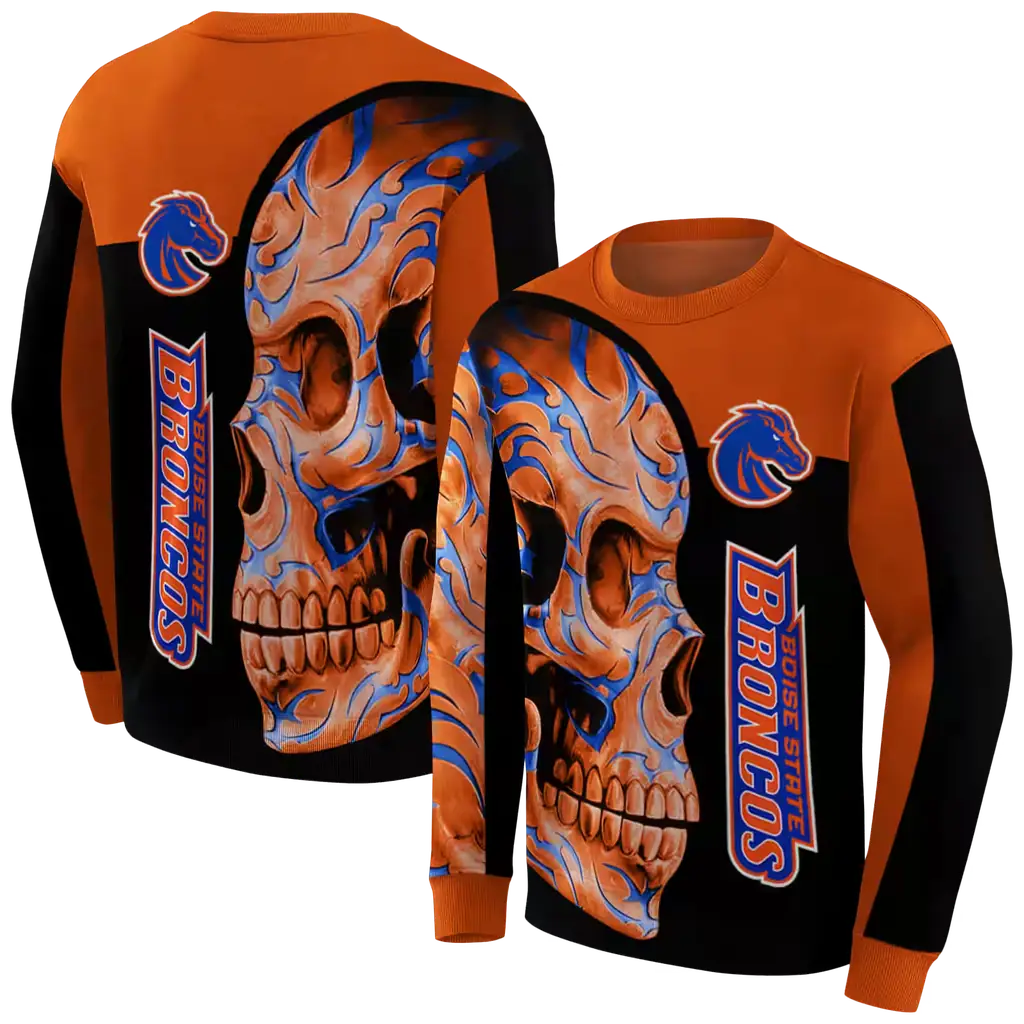 boise state broncos skull motif orange black hoodie premium grade boise state broncos skull motif orange black hoodie premium grade