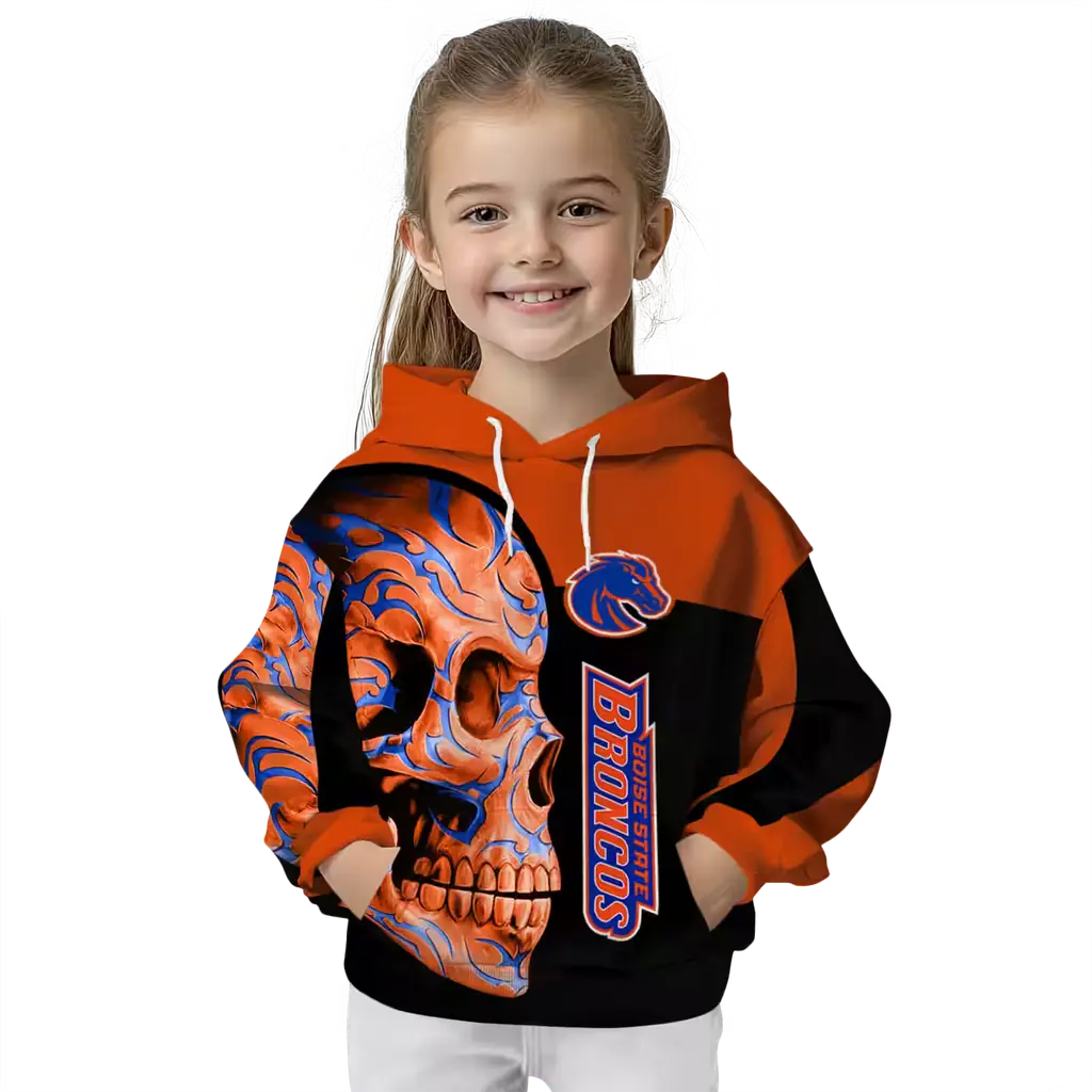 boise state broncos skull motif orange black hoodie top rated boise state broncos skull motif orange black hoodie top rated