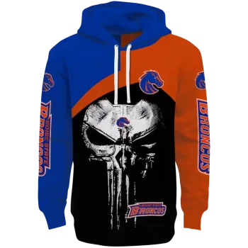 boise state broncos skull punisher blue black hoodie best selling