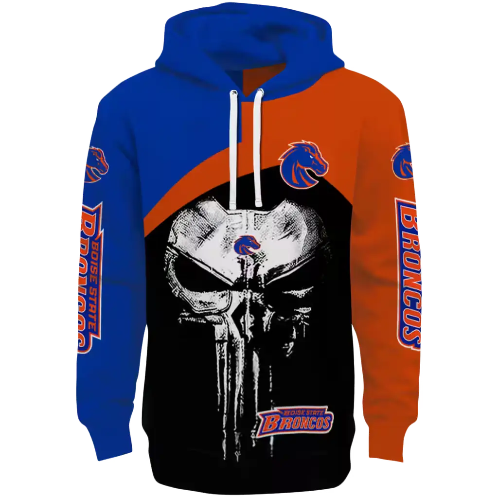 boise state broncos skull punisher blue black hoodie best selling boise state broncos skull punisher blue black hoodie best selling