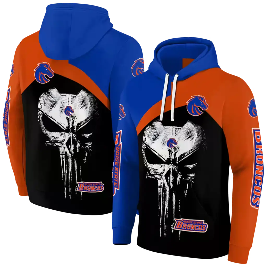 boise state broncos skull punisher blue black hoodie fashion forward boise state broncos skull punisher blue black hoodie fashion forward