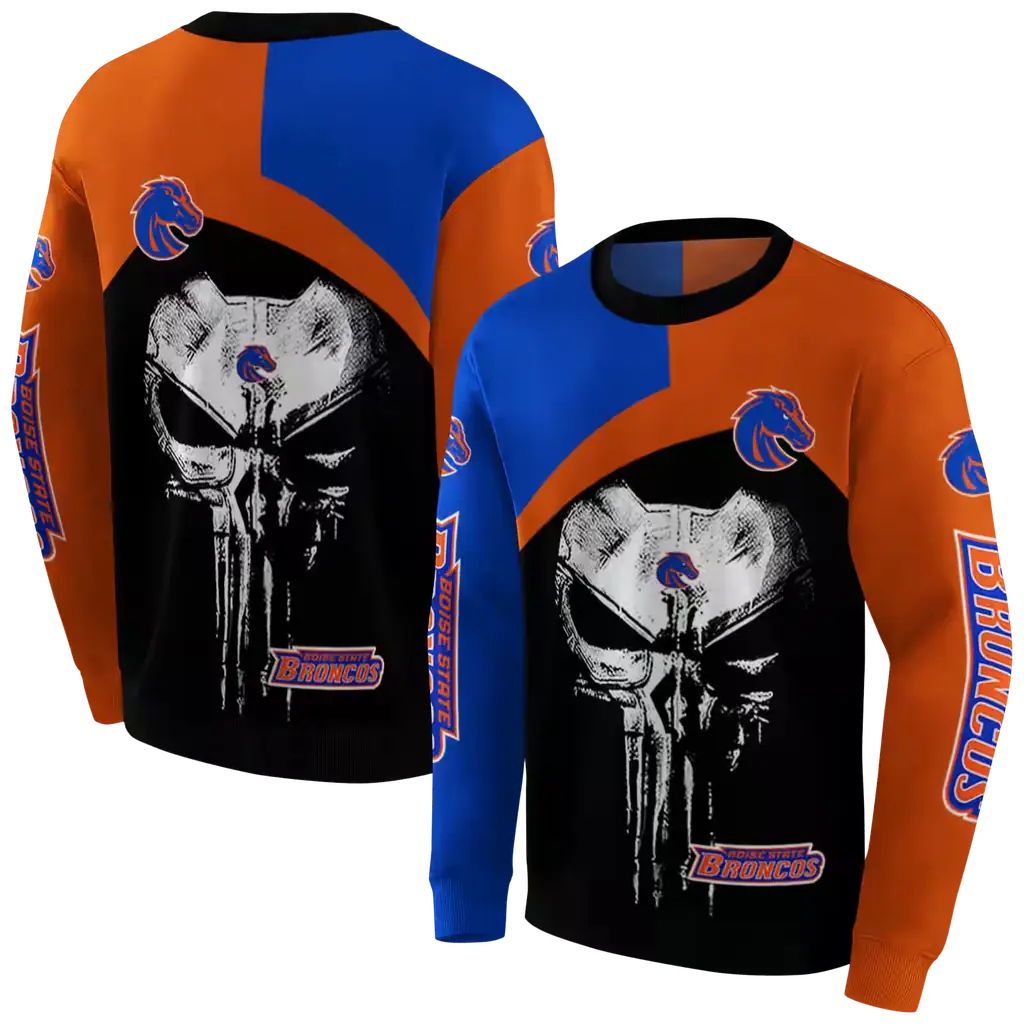 boise state broncos skull punisher blue black hoodie premium grade boise state broncos skull punisher blue black hoodie premium grade