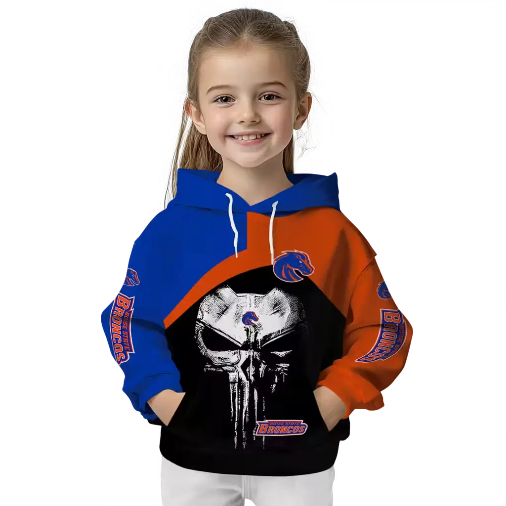 boise state broncos skull punisher blue black hoodie top rated boise state broncos skull punisher blue black hoodie top rated
