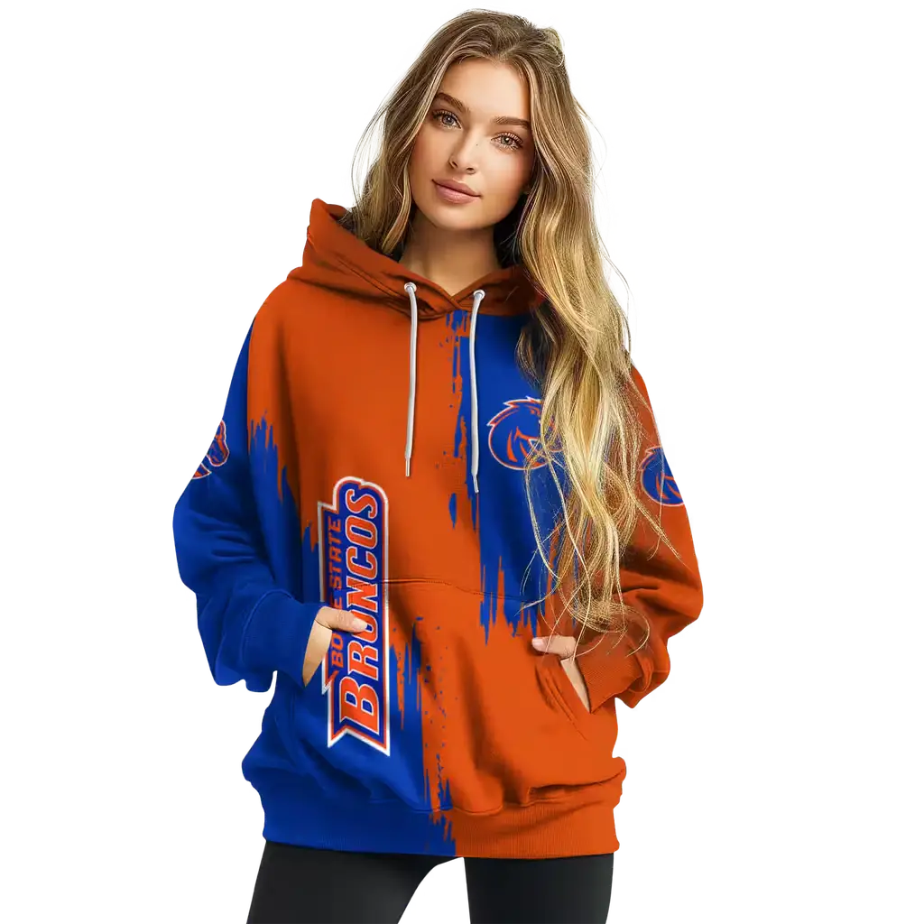 boise state broncos splatter effect orange hoodie high quality boise state broncos splatter effect orange hoodie high quality