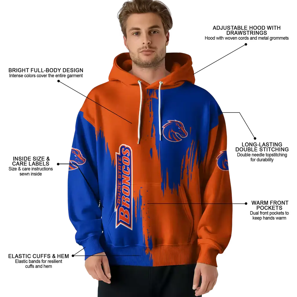 boise state broncos splatter effect orange hoodie latest model boise state broncos splatter effect orange hoodie latest model