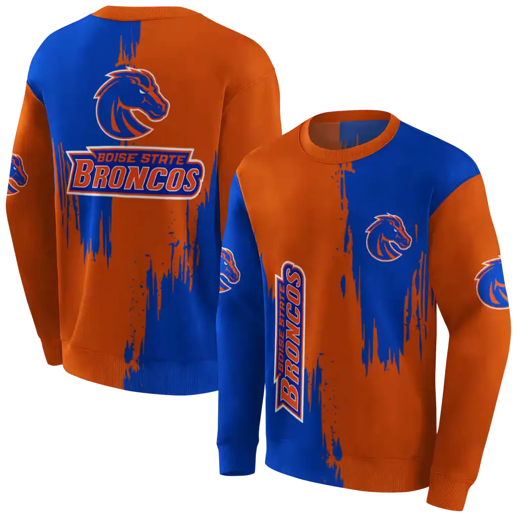 boise state broncos splatter effect orange hoodie premium grade boise state broncos splatter effect orange hoodie premium grade