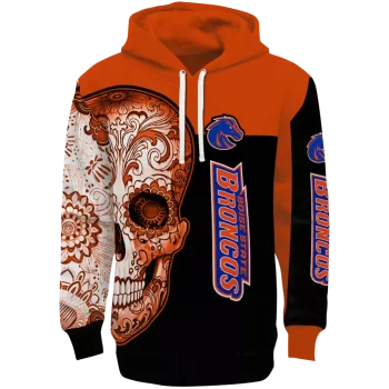 boise state broncos sugar skull orange black hoodie best selling