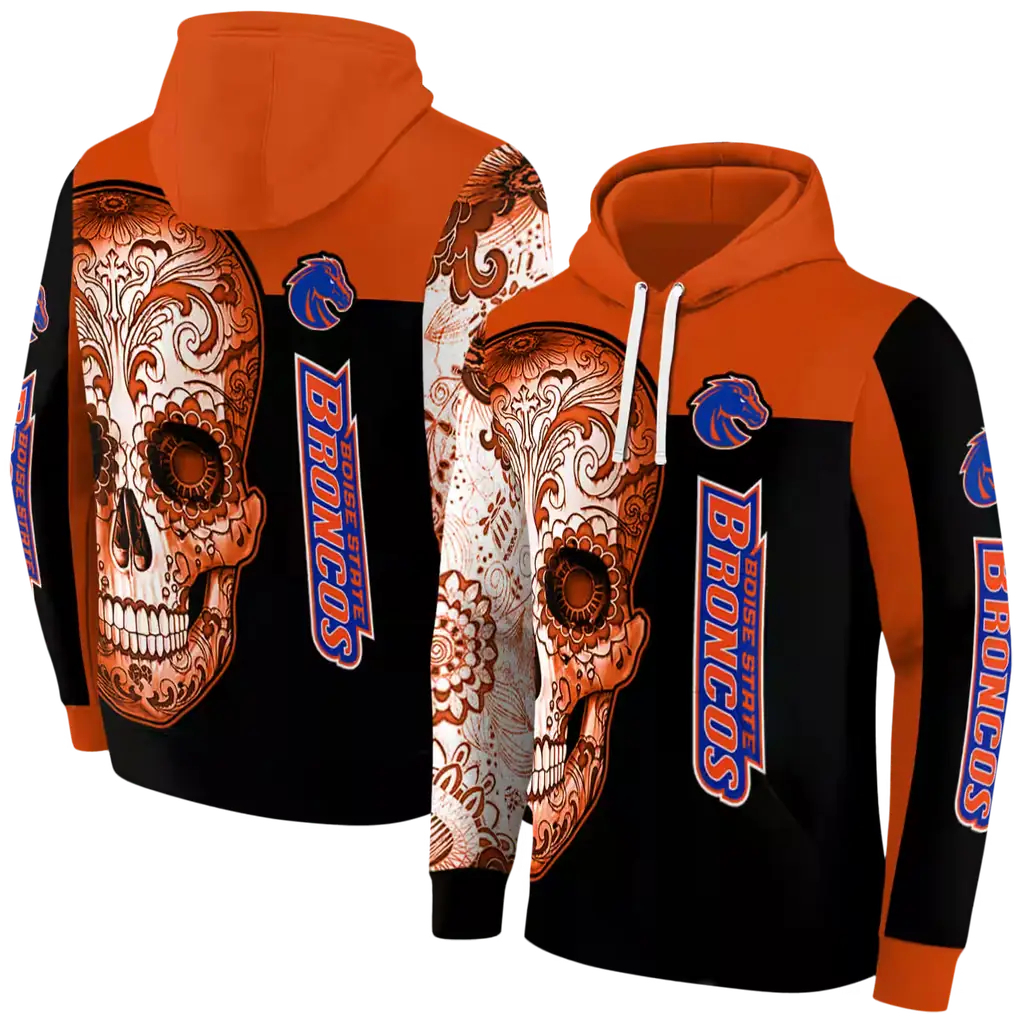 boise state broncos sugar skull orange black hoodie fashion forward boise state broncos sugar skull orange black hoodie fashion forward