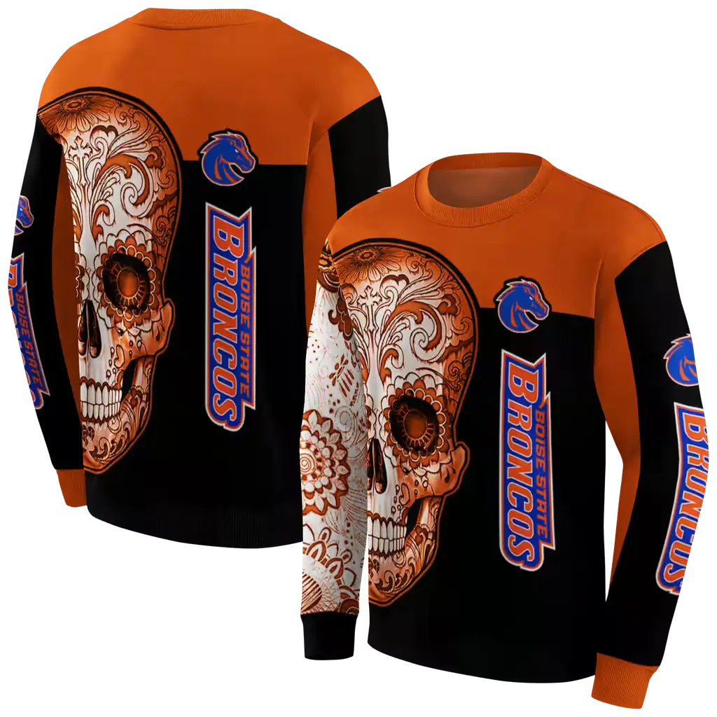 boise state broncos sugar skull orange black hoodie premium grade boise state broncos sugar skull orange black hoodie premium grade