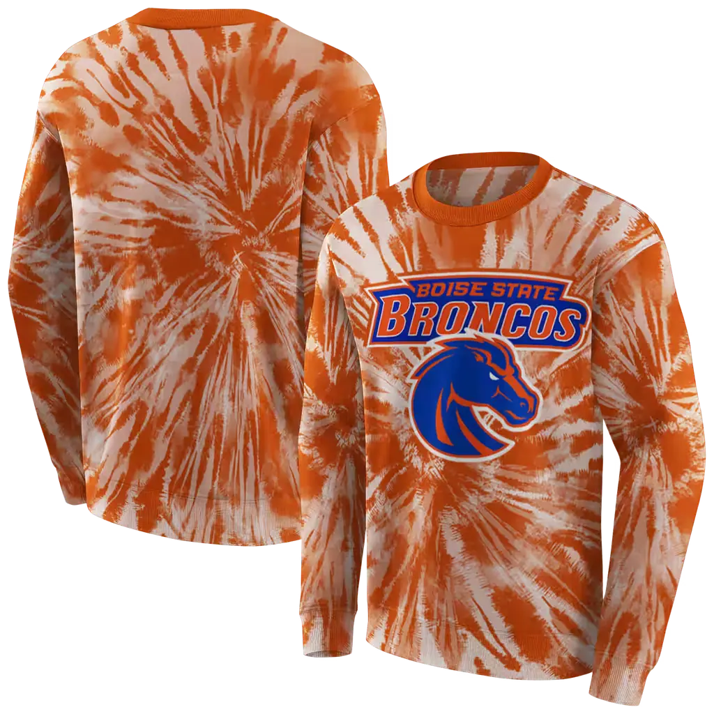 boise state broncos tie dye pattern orange hoodie premium grade boise state broncos tie dye pattern orange hoodie premium grade
