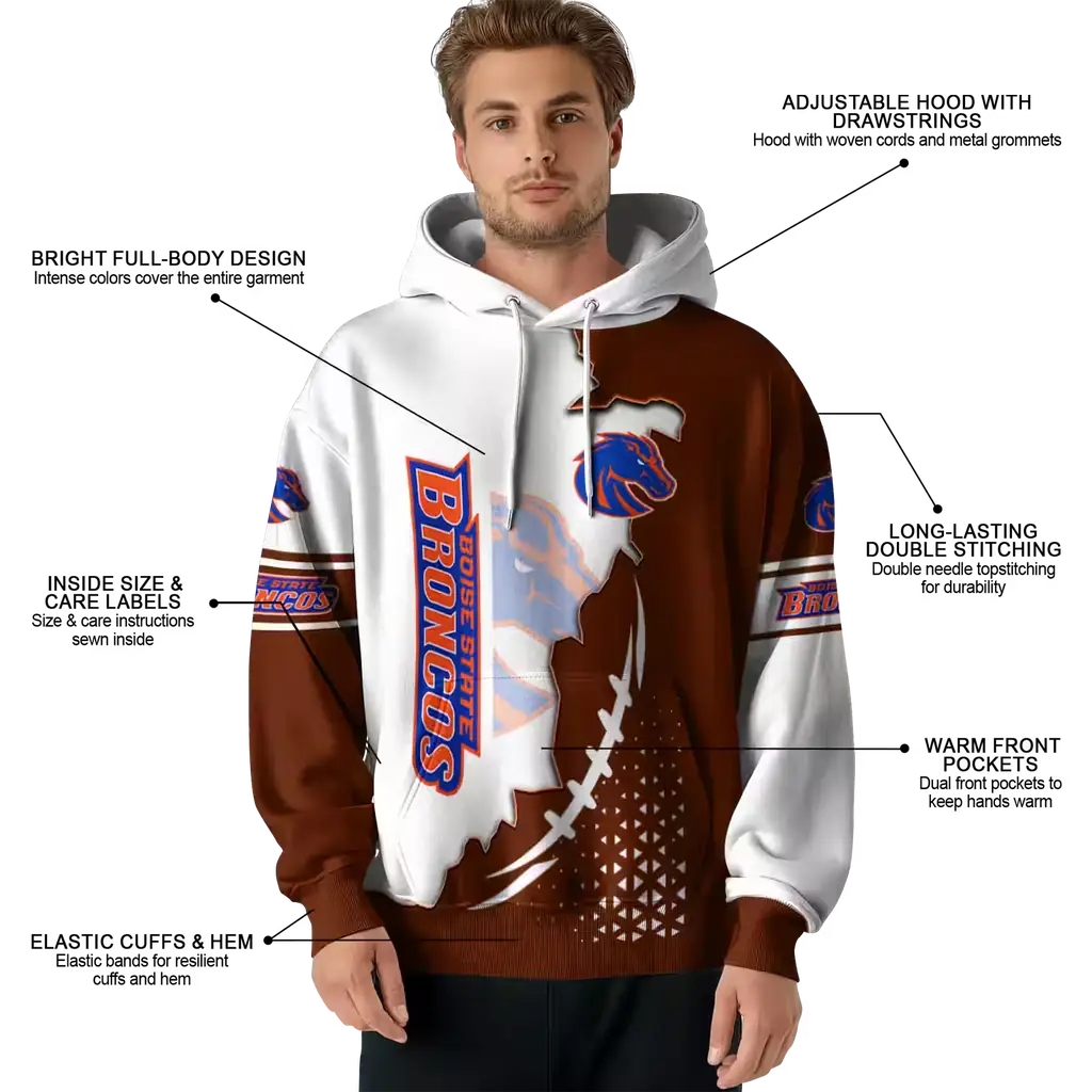 boise state broncos triangular pattern orange white hoodie latest model boise state broncos triangular pattern orange white hoodie latest model