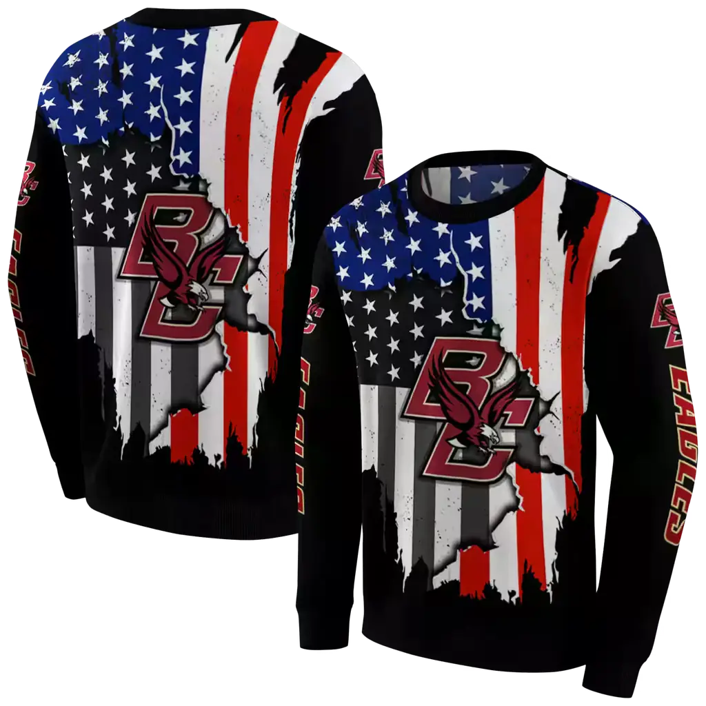 boston college eagles american pride black hoodie premium grade boston college eagles american pride black hoodie premium grade