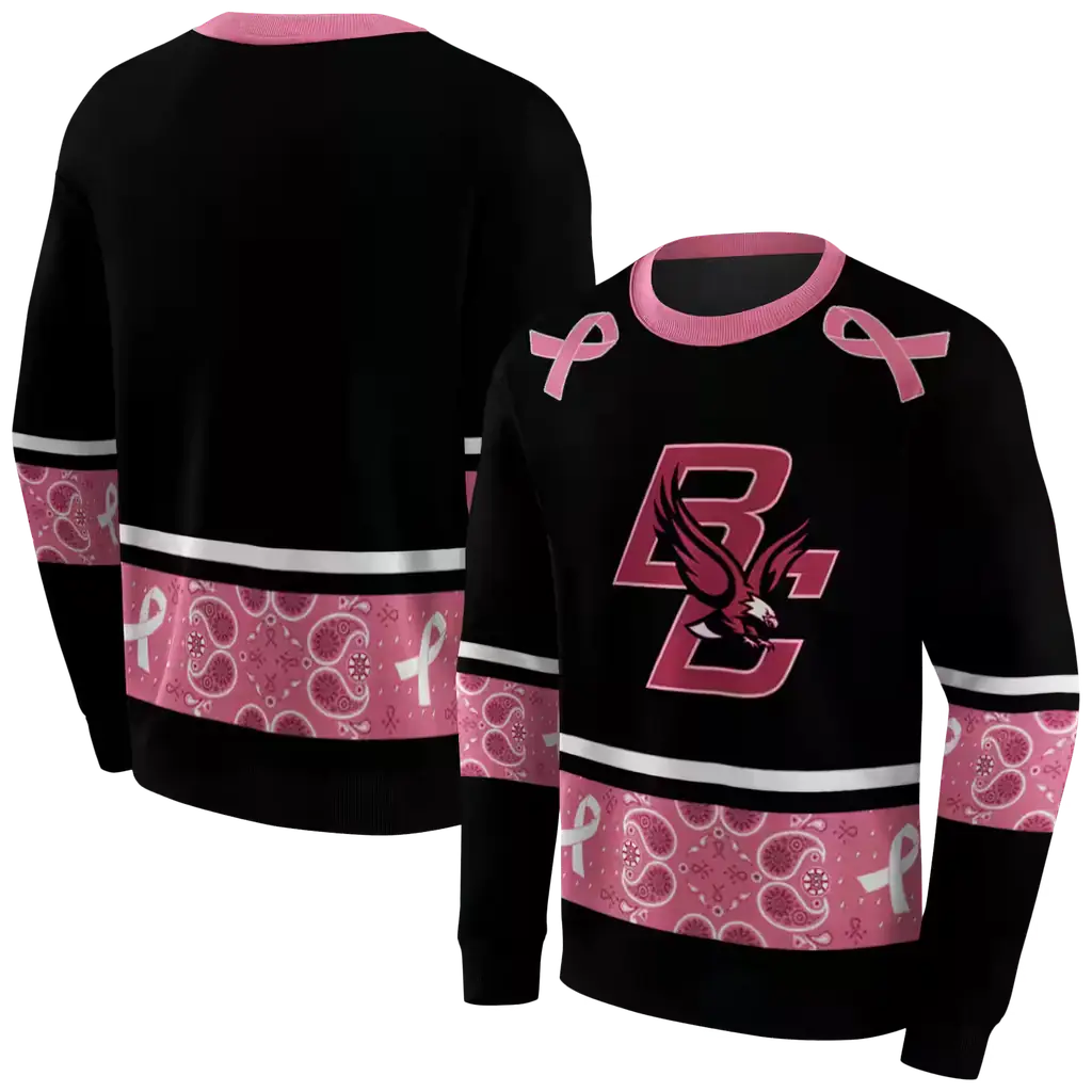 boston college eagles awareness ribbon black pink hoodie premium grade boston college eagles awareness ribbon black pink hoodie premium grade
