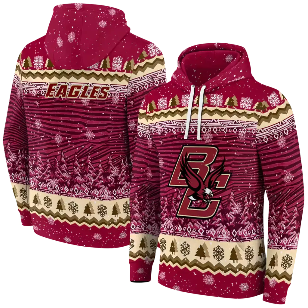 boston college eagles christmas trees maroon hoodie fashion forward boston college eagles christmas trees maroon hoodie fashion forward