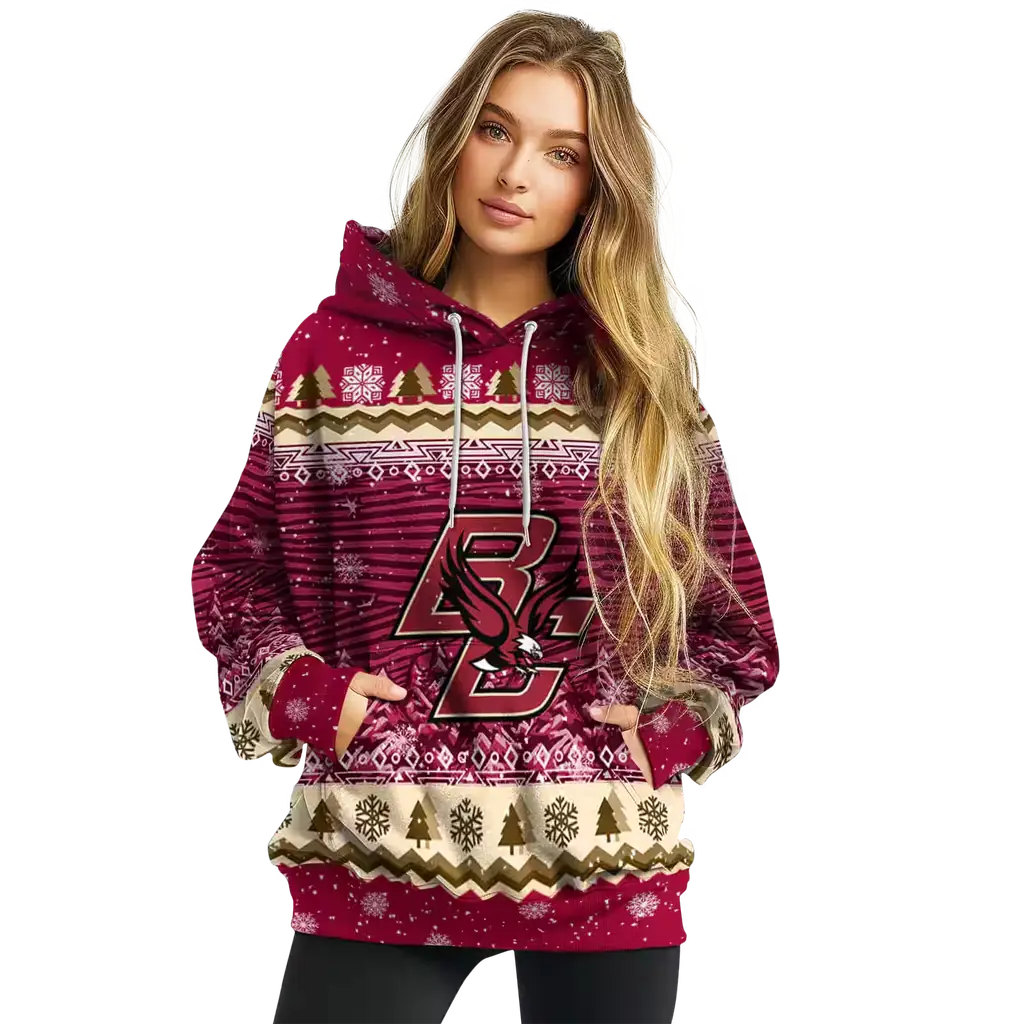 boston college eagles christmas trees maroon hoodie high quality boston college eagles christmas trees maroon hoodie high quality