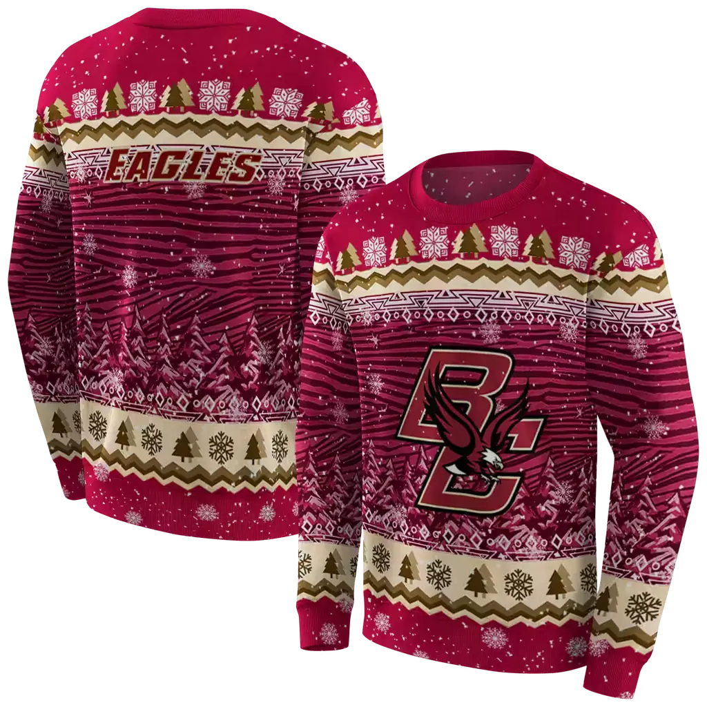 boston college eagles christmas trees maroon hoodie premium grade boston college eagles christmas trees maroon hoodie premium grade
