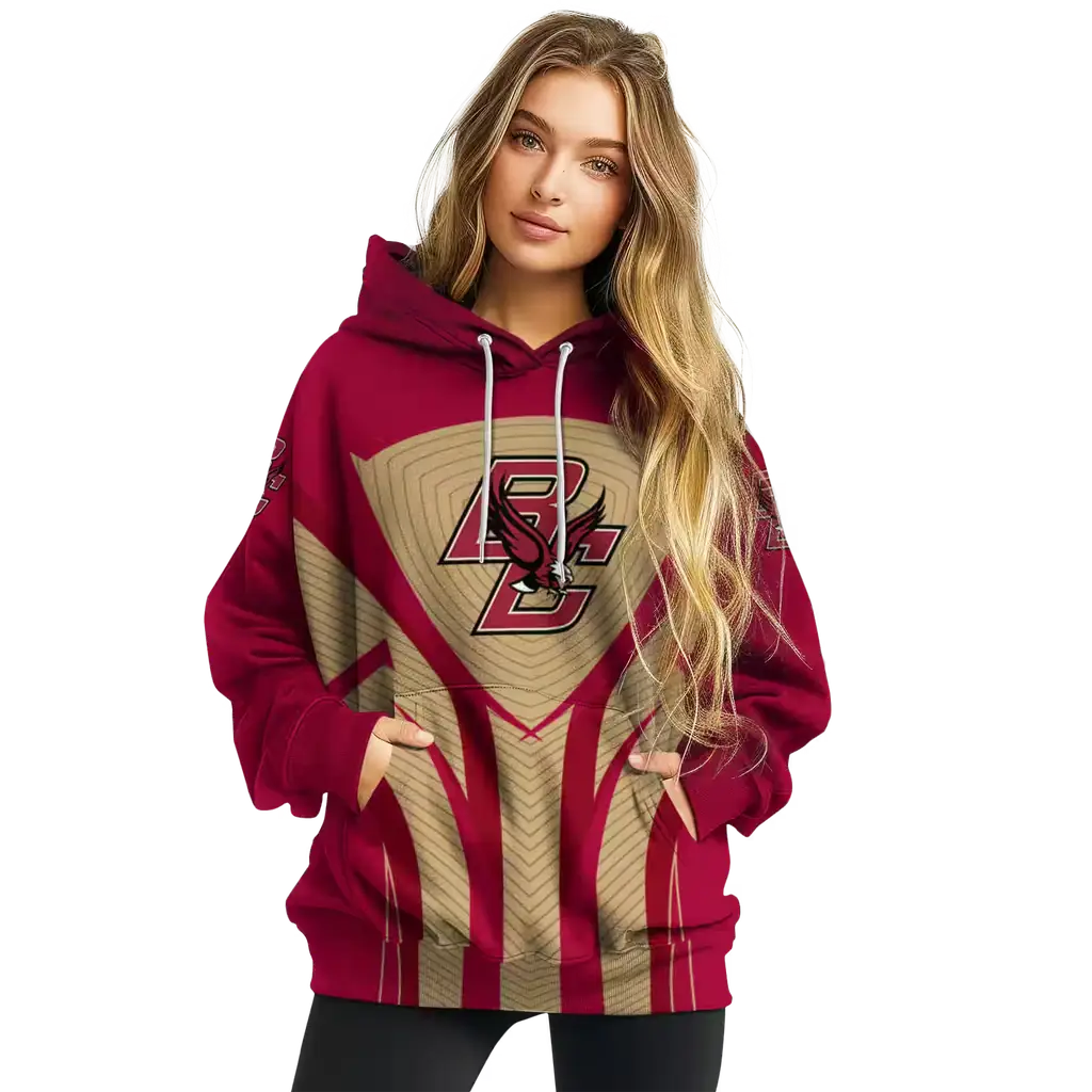 boston college eagles concentric lines maroon black hoodie high quality boston college eagles concentric lines maroon black hoodie high quality