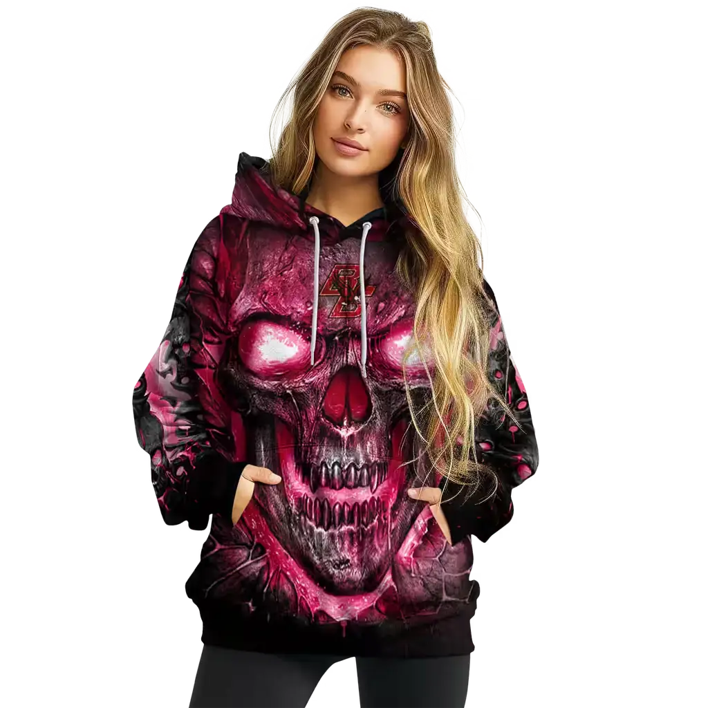 boston college eagles demonic skull maroon black hoodie high quality boston college eagles demonic skull maroon black hoodie high quality