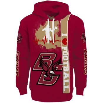 boston college eagles football heartbeat maroon hoodie best selling