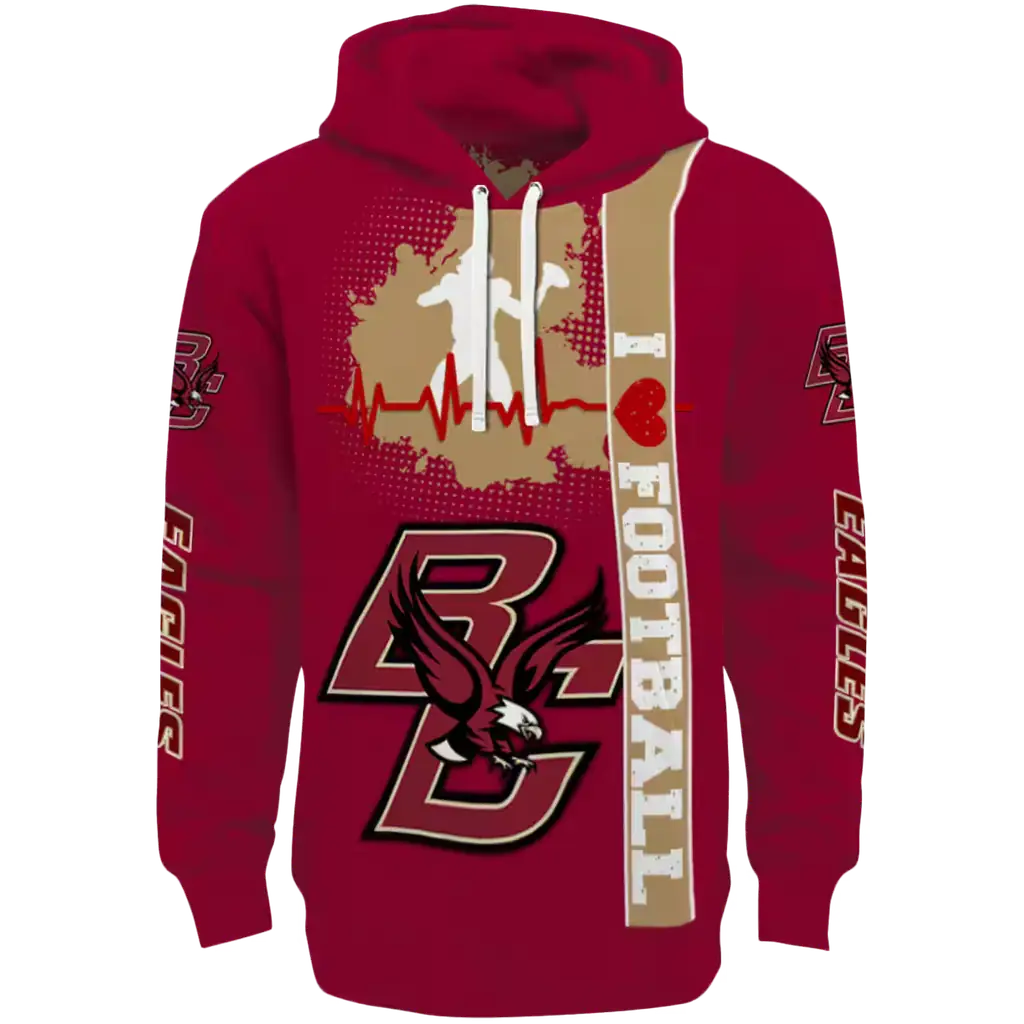 boston college eagles football heartbeat maroon hoodie best selling boston college eagles football heartbeat maroon hoodie best selling